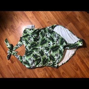 Never worn halter palm print one piece